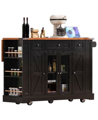  53" Farmhouse Kitchen Island Cart