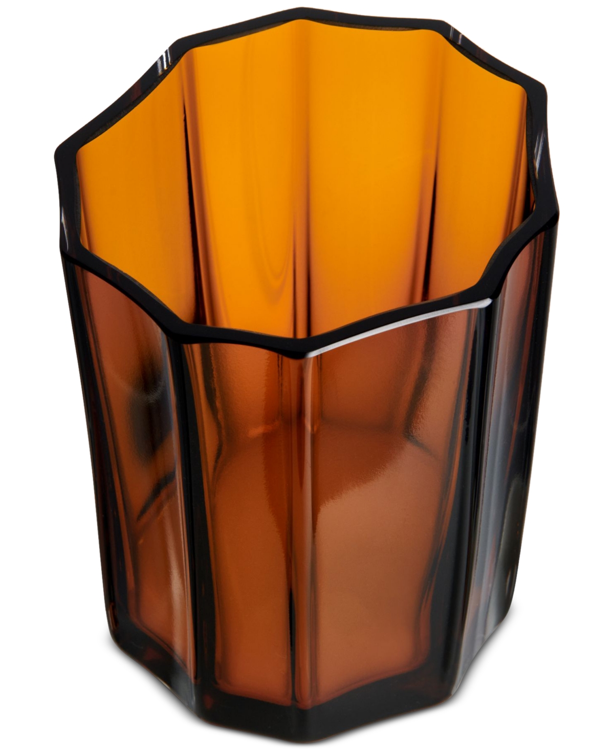 Orrefors Reed Crystal Votive Holder, Medium In Orange