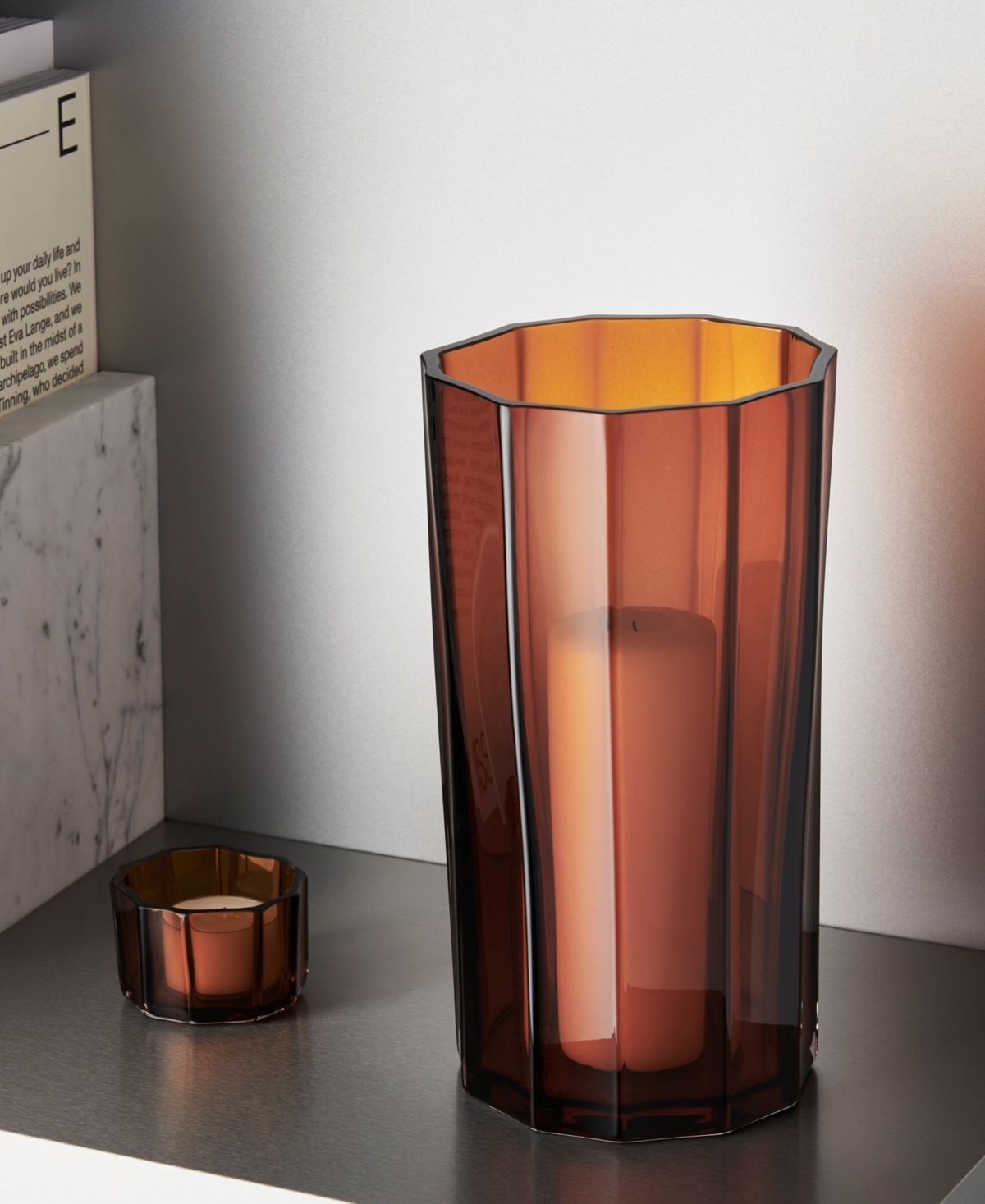 Orrefors Reed Hurricane Lamp Candle Holder