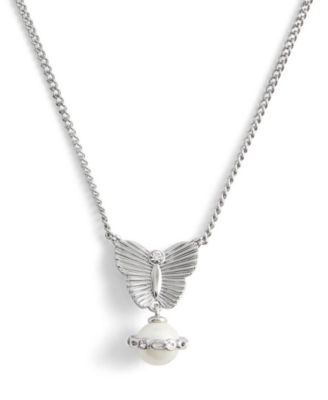 Faux Stone Signature Heritage Butterfly Cultivated Pearl Pendant Necklace