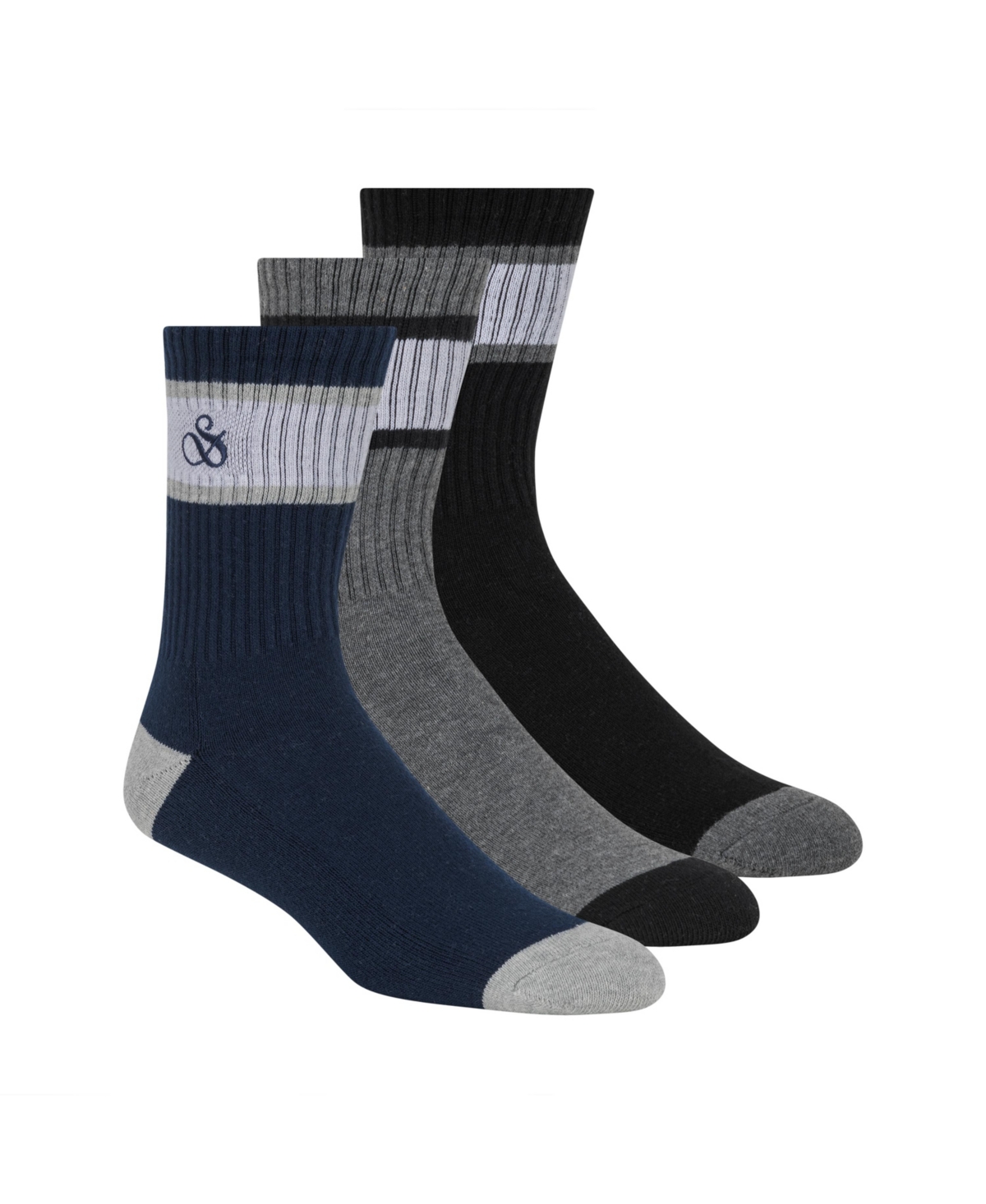 Men's 3-Pack Ribbed Cushion Crew Socks - Green