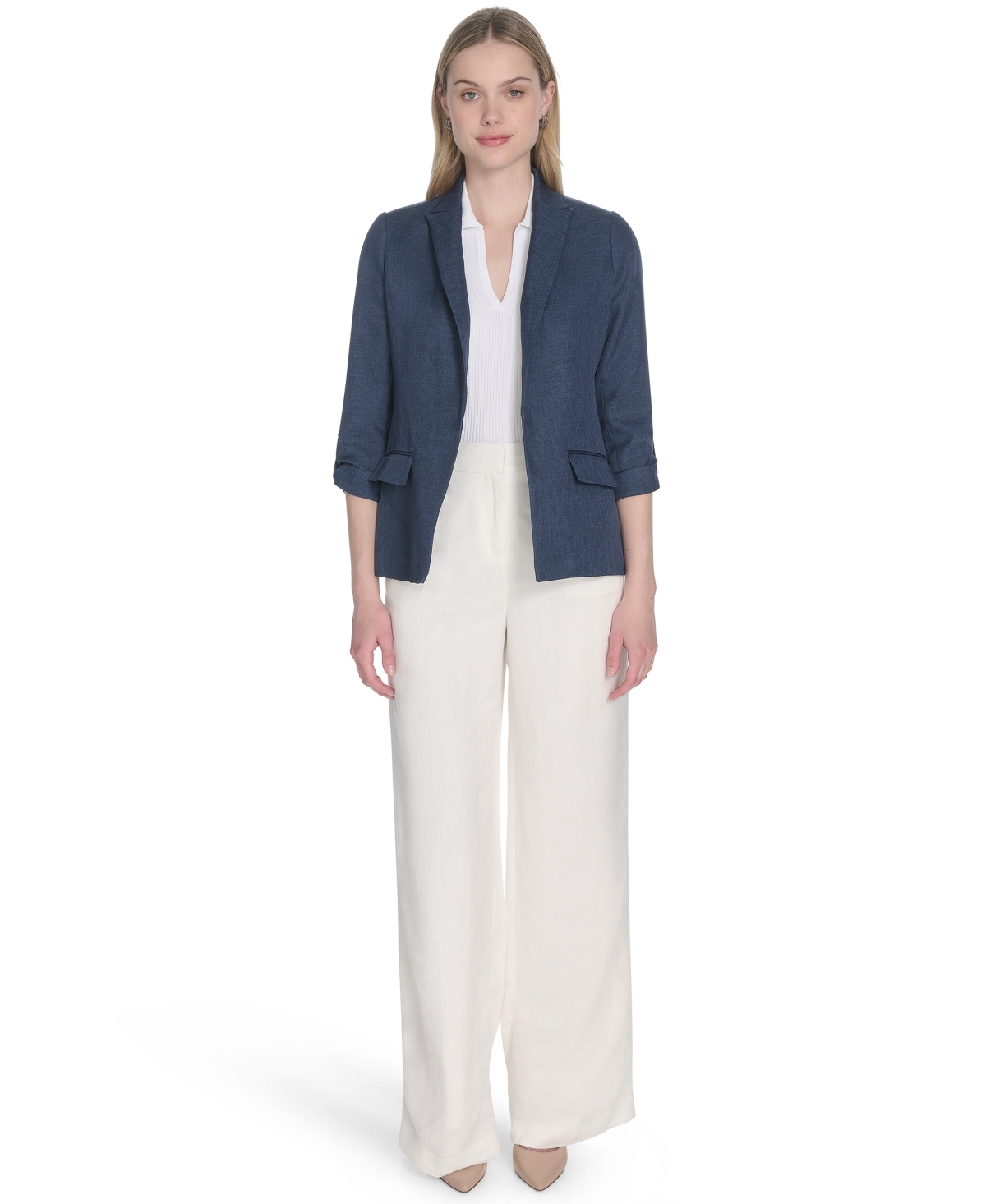 Calvin Klein Petite Faux Denim 3/4-sleeve Jacket