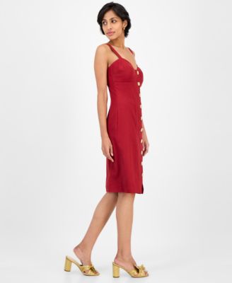 Juniors' Button-Front Bustier Sleeveless Dress