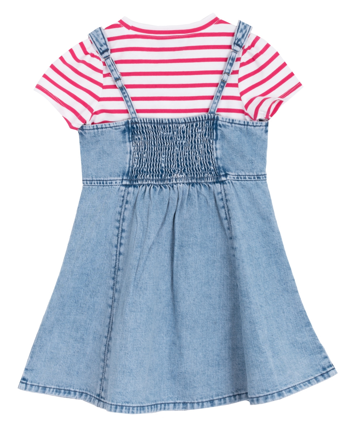 Sparkle & Shine Toddler And Little Girls 2-piece Stripe T-shirt And Denim Jumper Dress Set