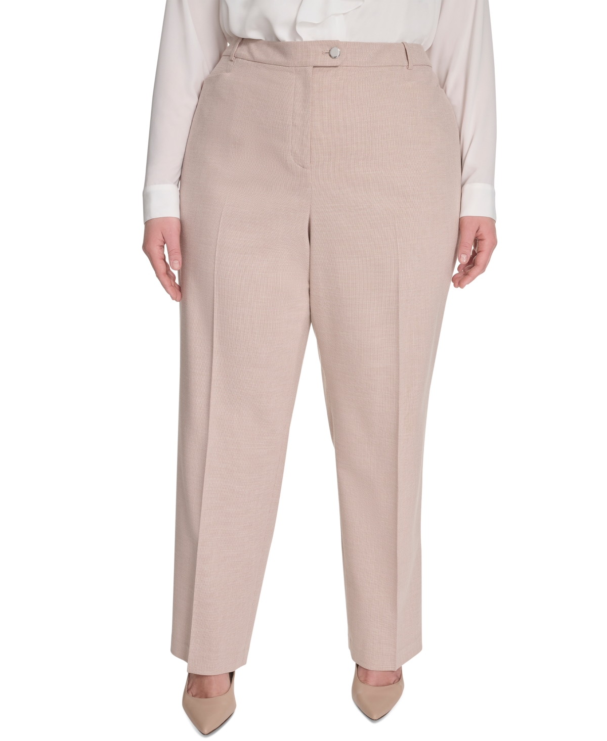 Calvin Klein Plus Size High-rise Wide-leg Pants In Pink