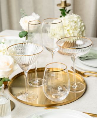 Rocher Stemless Wine Glasses, Set of 4, 21 Oz