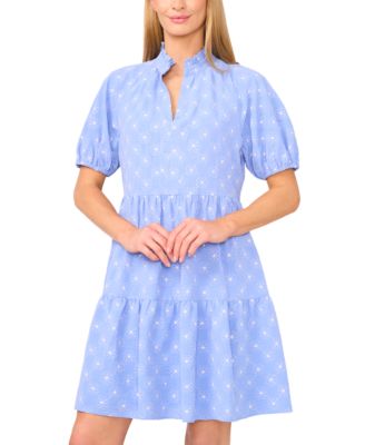 Women's Printed Puff-Sleeve Baby Doll Dress