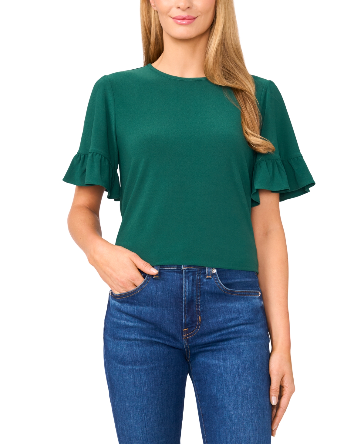 Cece Ruffle High-low Crepe Knit Top