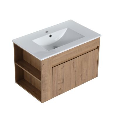 Streamdale 30 Inch Bathroom Vanity With Ceramic Basin And Adjust Open Shelf