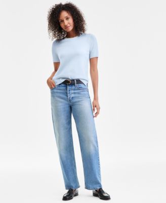 Women's 100% Cashmere Crewneck Short-Sleeve Sweater, Macy's Exclusive