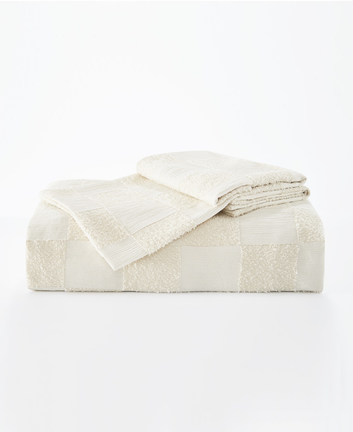 Truly Soft Textured Checkered 3-pc. Duvet Cover Set, King In White