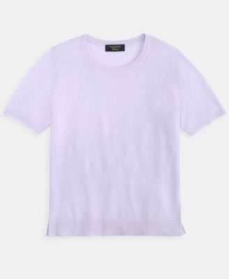 Women's 100% Cashmere Crewneck Short-Sleeve Sweater, Macy's Exclusive