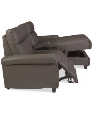 Thandler 3-Pc. Leather Chaise Sectional with 1 Storage Console