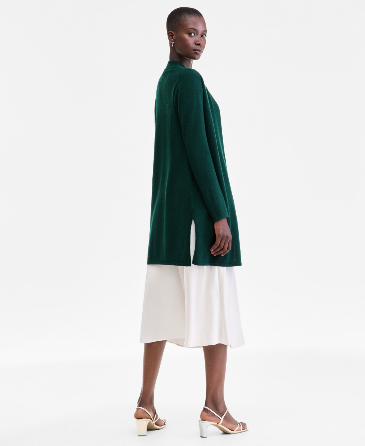 Charter Club Women's 100% Cashmere Split-hem Long Cardigan, Macy's Exclusive In Green