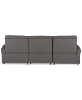 Thandler 3-Pc. Leather Chaise Sectional with 1 Drop Down Table, Exclusively at Macy's