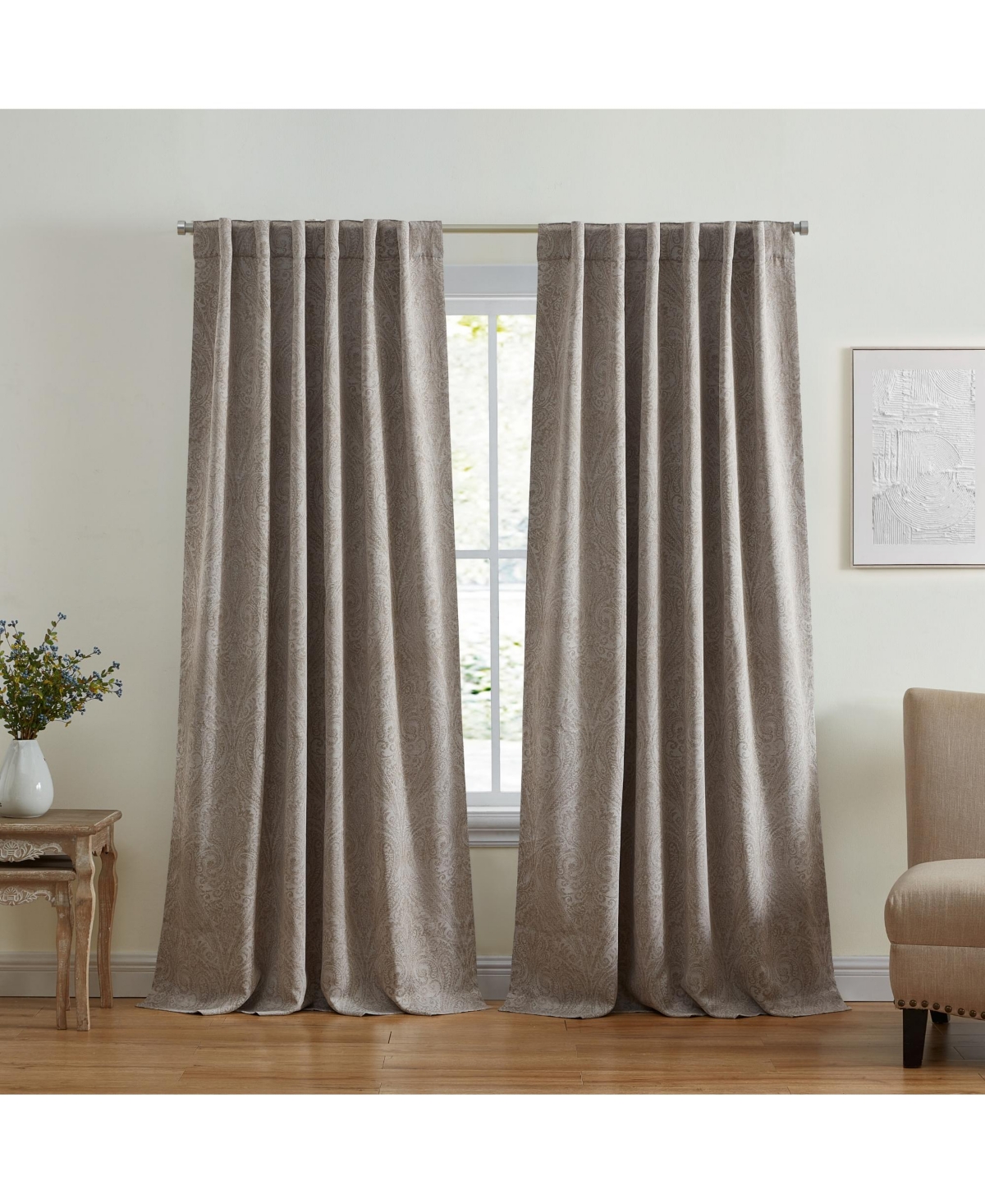 Vittoria Paisley Printed Blackout Curtain Panel - Blue