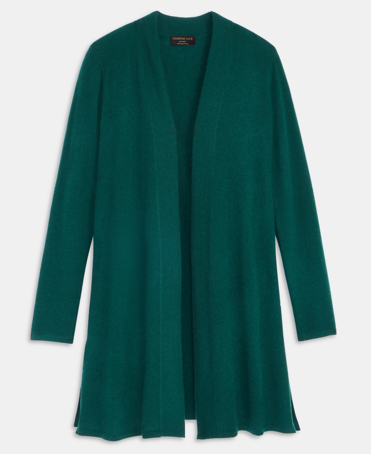Charter Club Women's 100% Cashmere Split-hem Long Cardigan, Macy's Exclusive In Green