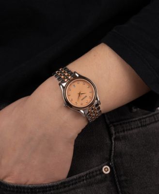 Women's Swiss Beleganza Diamond (1/20 ct. t.w.) Two-Tone Stainless Steel Bracelet Watch 28mm