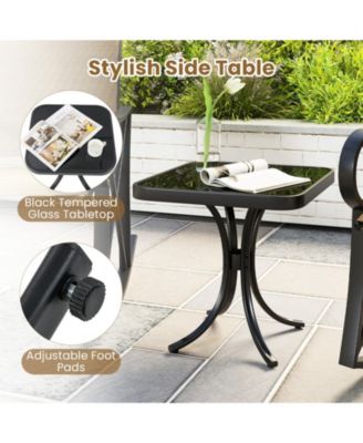 3 Piece Patio Rocking Set with Smooth Rocking Motion Outdoor Rocker Chair Bistro Set