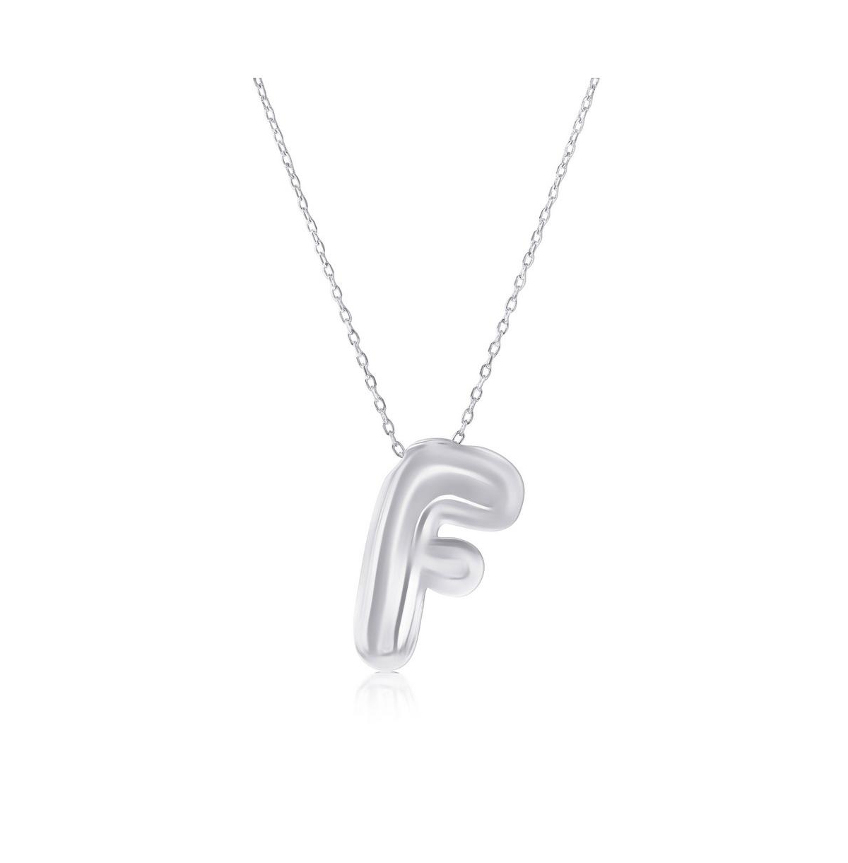 Sterling Silver, Bubble Initial Necklace - Silver Z