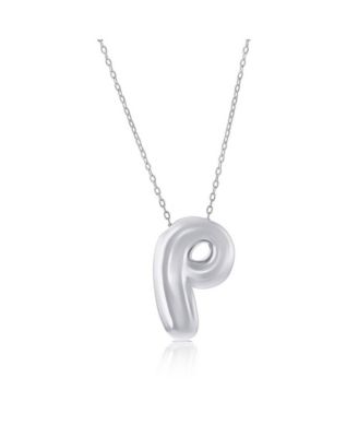 Sterling Silver Bubble Initial Necklace - Silver P 94$