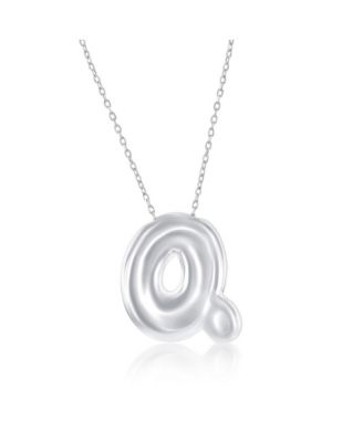 Sterling Silver, Bubble Initial Necklace - Silver Q