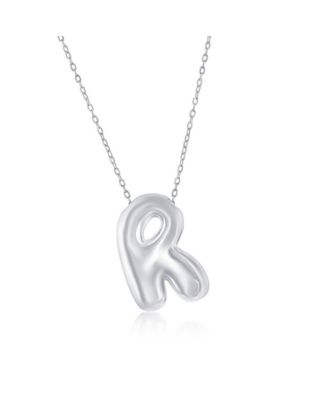 Sterling Silver, Bubble Initial Necklace - Silver R