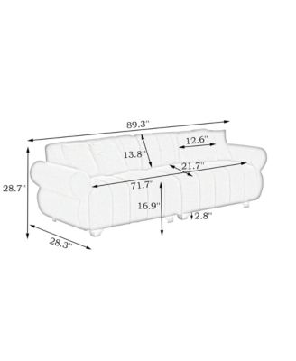 89-inch spring-wrapped cushions, 3 flannelette sofas, stylish metal feet and 4 throw pillows make for a modern living room bedroom