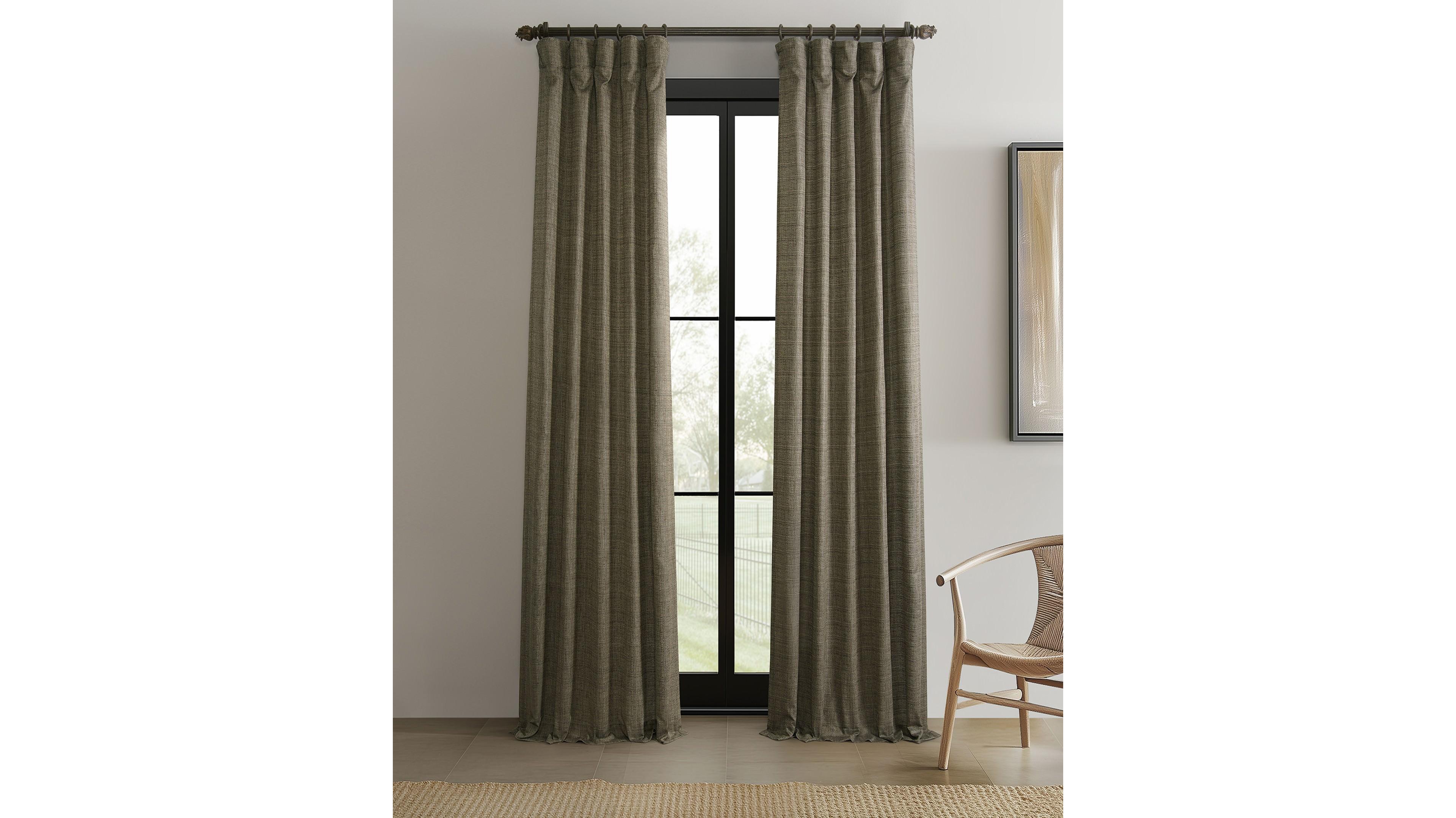 Raw Weave Linen Curtains (2 Panels) Window and Drapes, Rod Pocket Bedroom Curtains