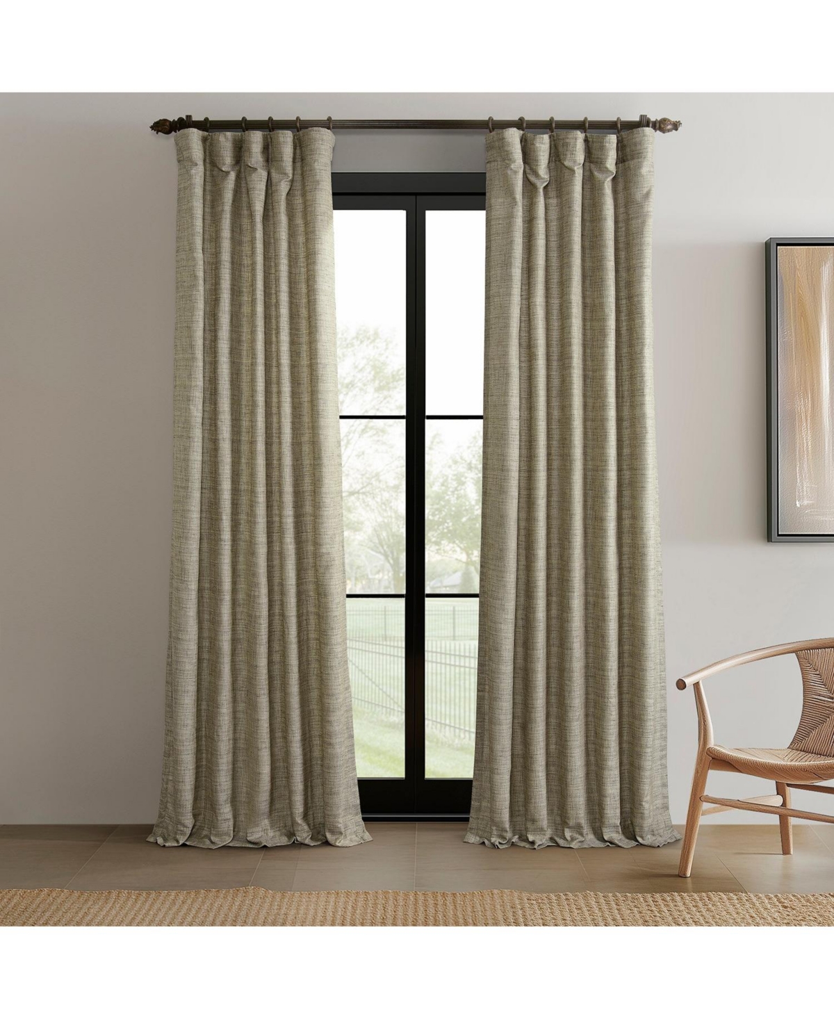 Raw Weave Linen Curtains (2 Panels) Window Curtains and Drapes, Rod Pocket Bedroom Curtains, 50 inches Wide Linen Drapes. - Grey