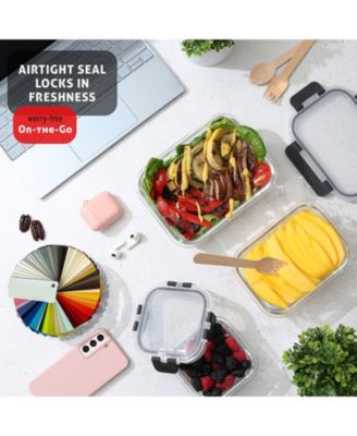 16 Airtight Leakproof Borosilicate Glass Food Storage Containers with Lids - Snap Lock Lids, Oven, Microwave &amp; Freezer Safe