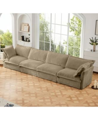 Streamdale Camel Corduroy Slipcovered 4-Seater Sofa