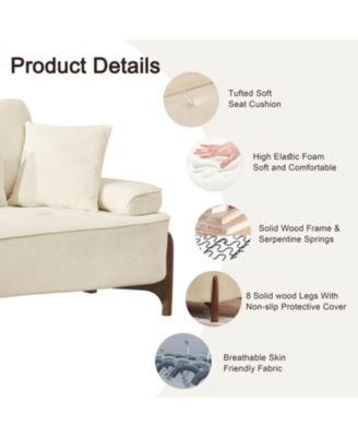 Streamdale 1-Piece Velvet & Wood Sofa – 103" Deep Seat, Plush Cushions, 4 Pillows, Solid Frame, Easy Assembly