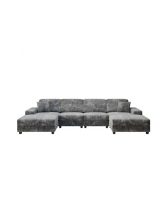 Streamdale Convertible Corduroy Sofa, Large 4 Seat, Living Room Chair, Dark Grey