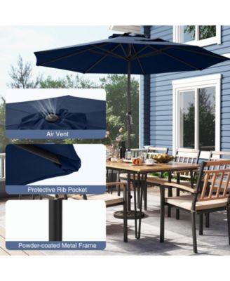 Outdoor Heavy Duty Market Umbrella with Crank Handle and 8 Sturdy Ribs