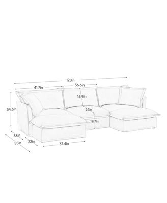 U-Shaped Sectional with French Edges, Cloud-Like Comfort Sofa