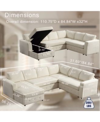 Streamdale 110" Oversized Modular Sectional Sofa, Chaise & Storage