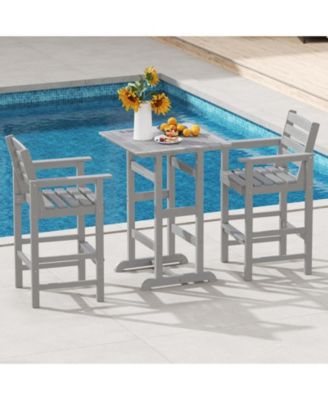 Patio HDPE Adirondack Bar Chairs Set of 2 with Wide Armrests