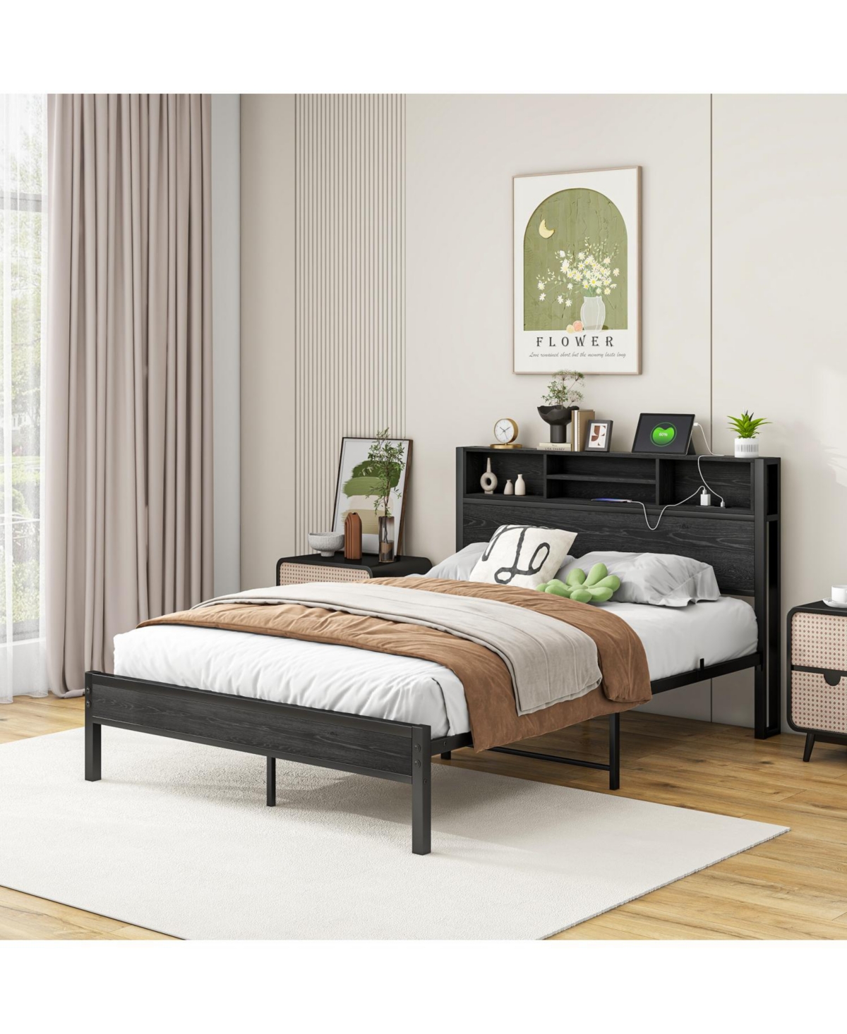 Streamdale Furniture Full Size Bed Frame with Storage