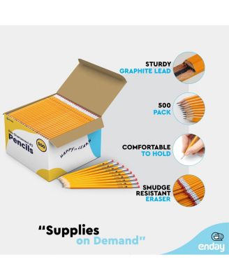 #2 Pencils Bulk - 500 Pack, Pre-Sharpened Wood-Cased Yellow Pencils for Office and Classroom Supplies