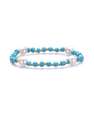 GiGiGirl 14K Gold Plating with Colored Beads with Gold Plated Accents Bracelet - Blue 48$