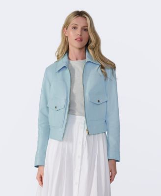 Women's Cropped Leather Jacket, Created for Macy's
