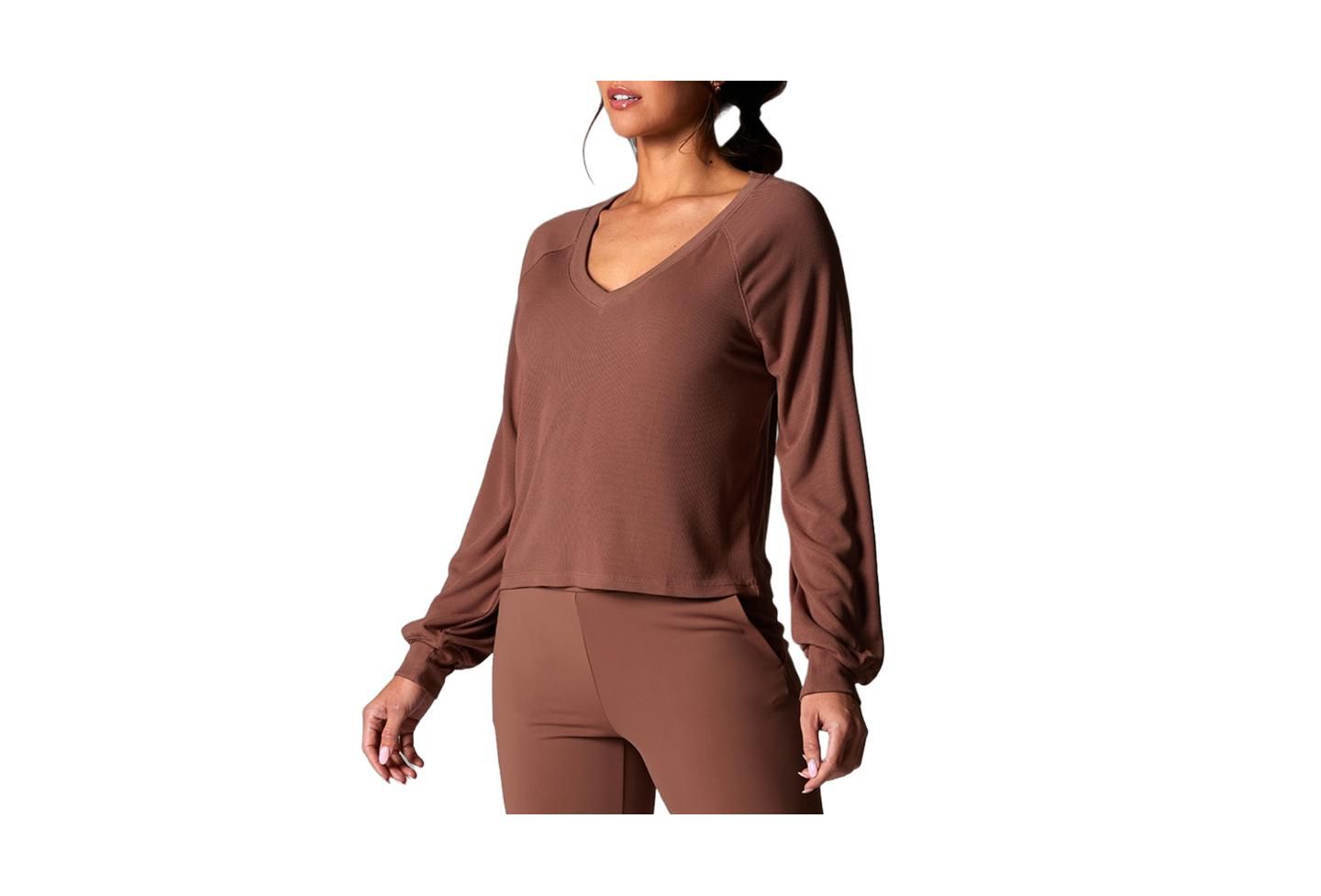 Женский топ Tavi Rib Long Sleeve, цвет: Clove — фото 1