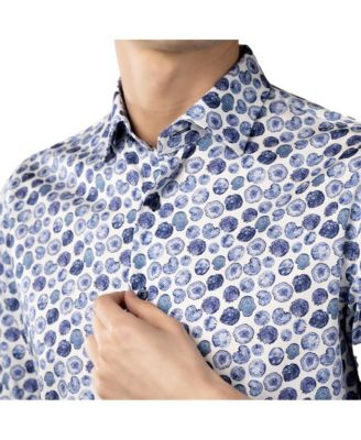 Men's White Multicolor Circular print shirt
