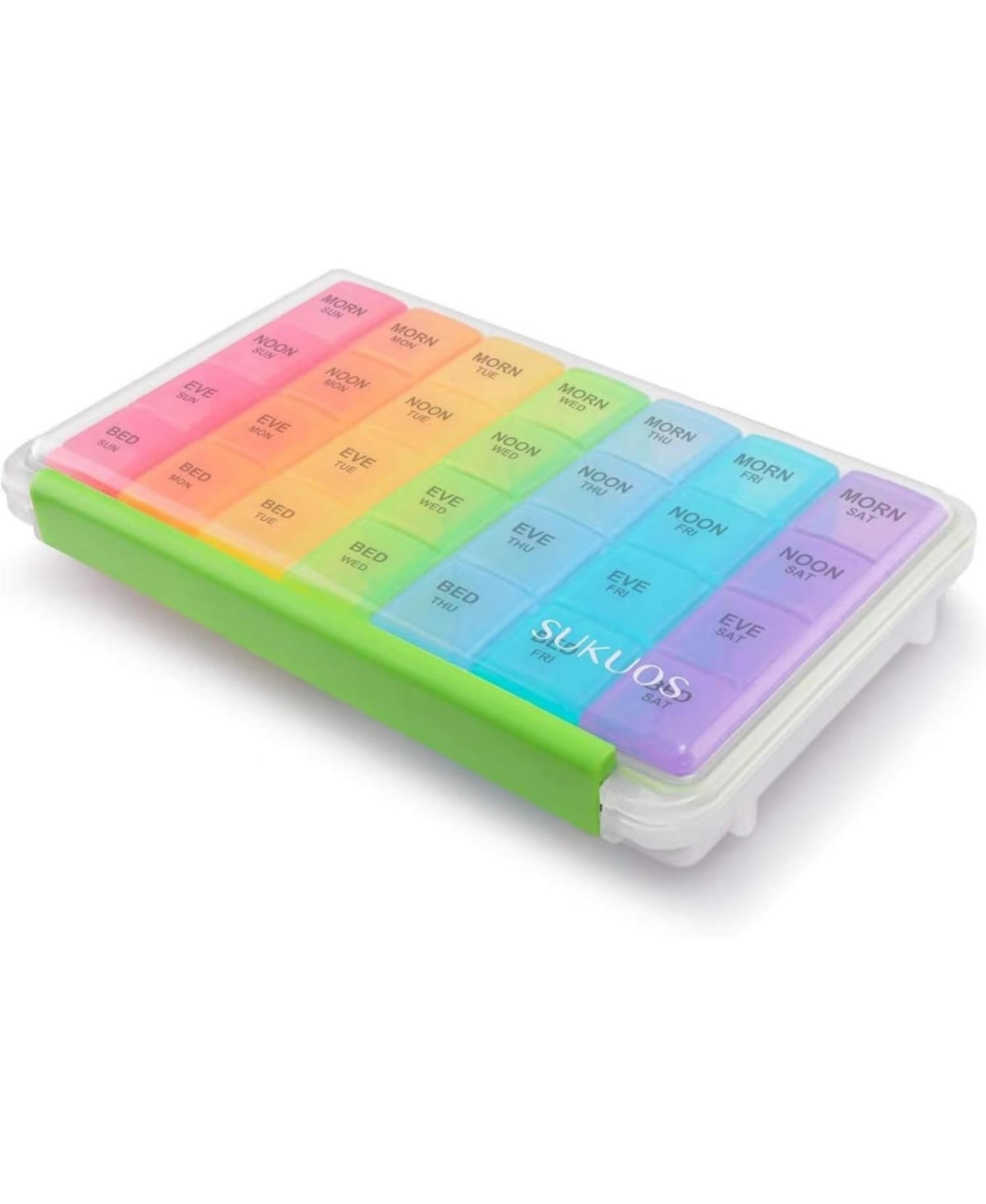 Large Weekly Pill Organizer 7 Day (4 Times a Day) - Rainbow