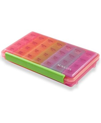 Sukuos Large Weekly Pill Organizer 7 Day (4 Times a Day) - Pink