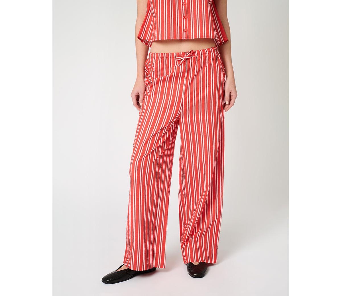 Women's Tie Waist Pant - Vibrnt red mlti