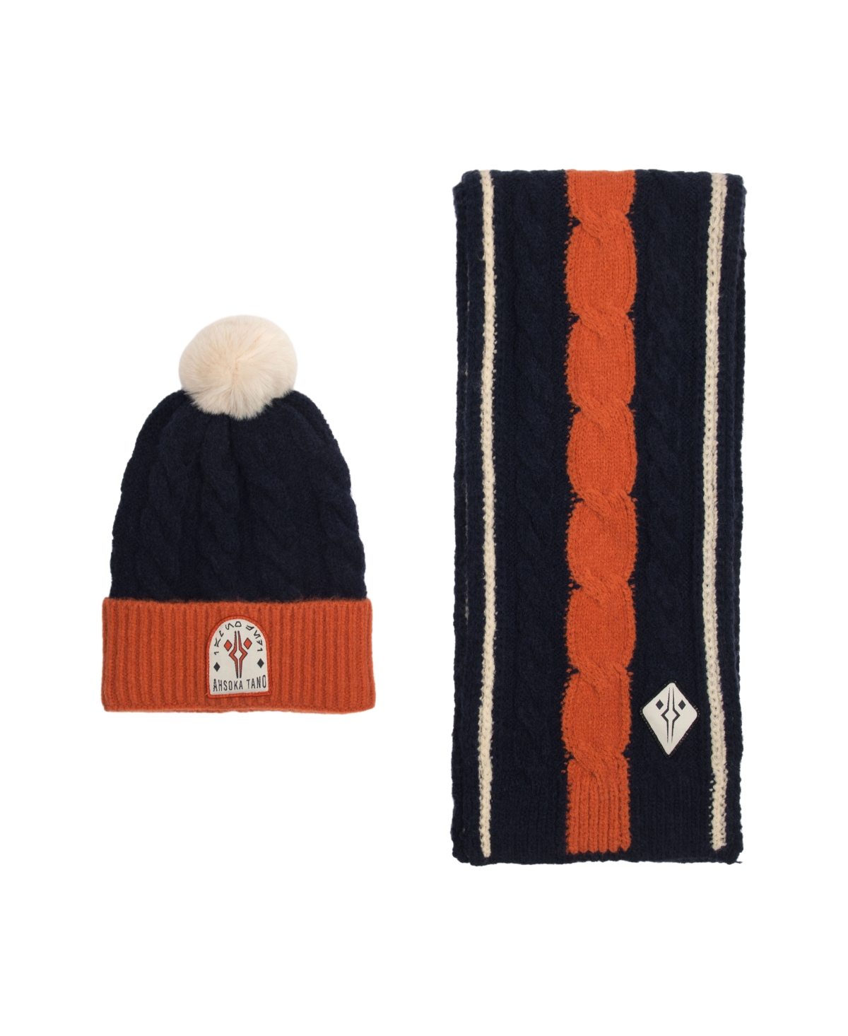 Men's The Mandalorian Ahsoka Tano Adult 2-Pack Cable Knit Beanie & Scarf Set - Star wars ahsoka tano