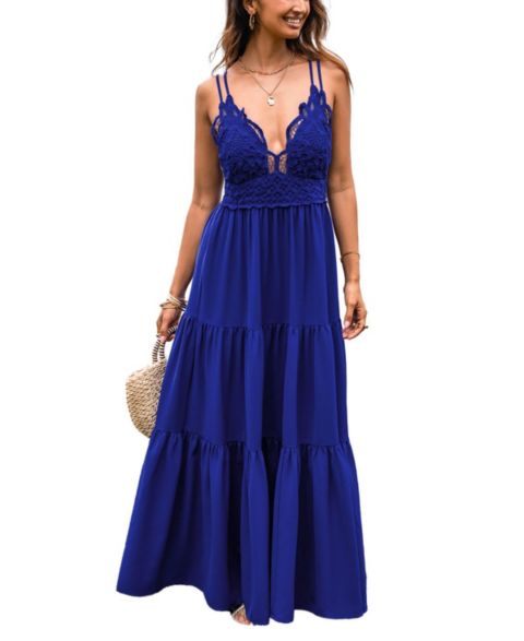 Женское платье Cupshe Romantic Stroll Maxi Beach, цвет: Средний синий