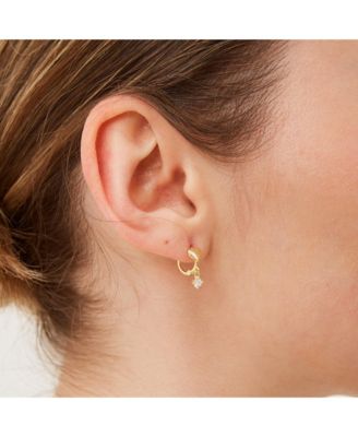 Heart Huggie Hoop Drop Earrings